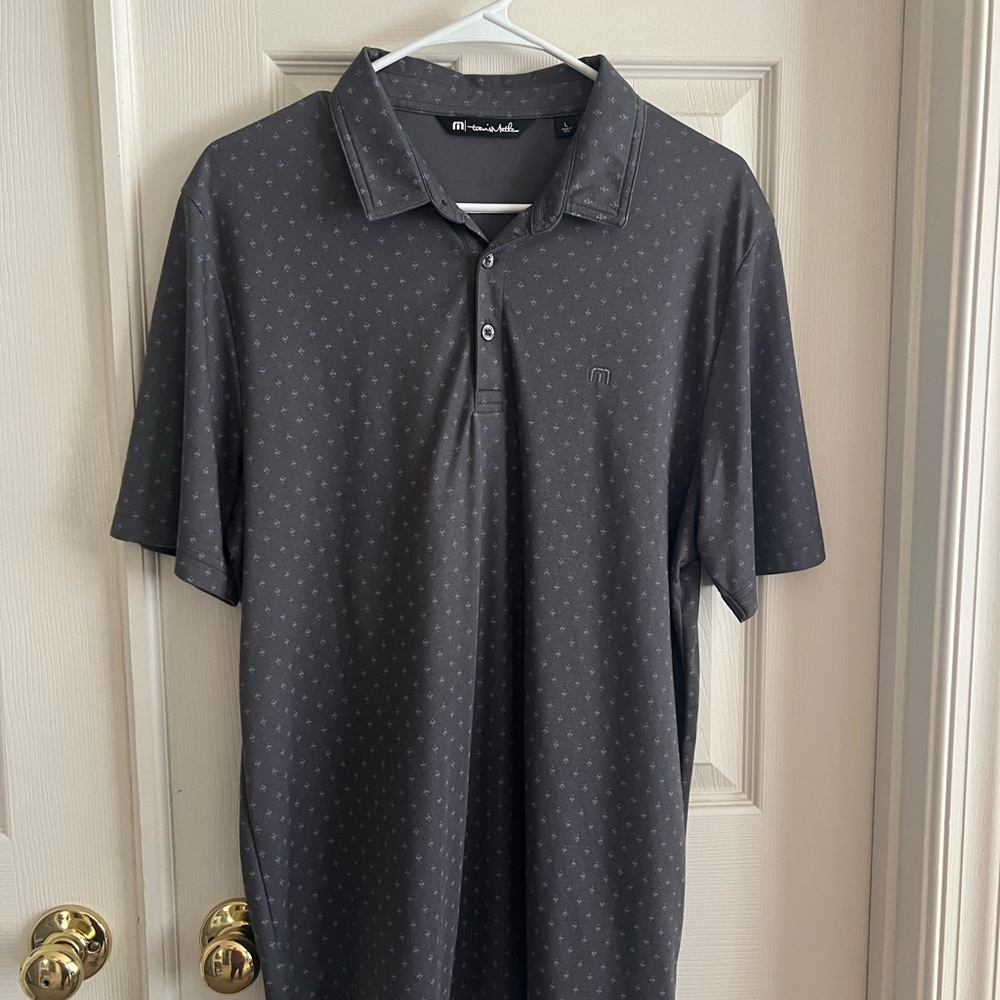 Travis Mathew Gray Polo Shirt with Subtle Pattern